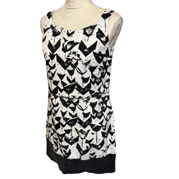 Jil Sander Navy Black/White Abstract Fit n Flare Sleeveless Mini Dress - 38 / 8 - Picture 3 of 10